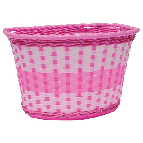 CHILDS PLASTIC WOVEN BASKET PINK