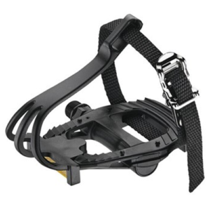 PEDAL AND TOE STRAP SET BLACK 9/16"